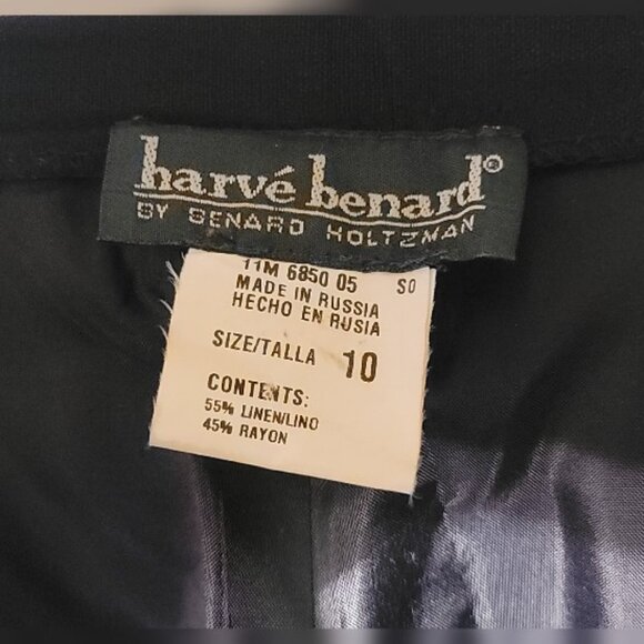 Harve' Bernard 2-Piece Lined Black Linen Pant Suit Size 10 - Picture 11 of 12